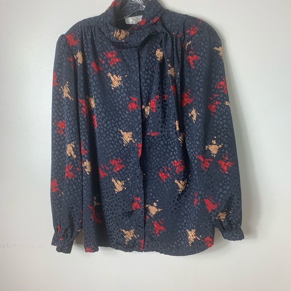 Vintage Tops - Vintage silk blouse with neck tie size 14 womens